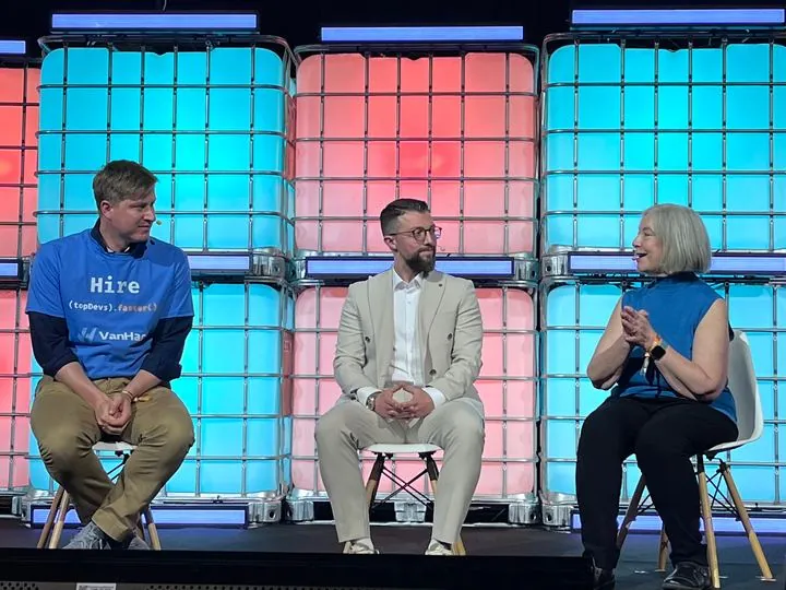 Skerdi Sino on a panel at Web Summit Vancouver